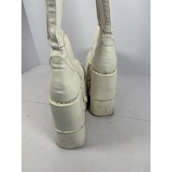 Demonia White Stack-301 knee-high boots Size Men 6 - Picture 4 of 16